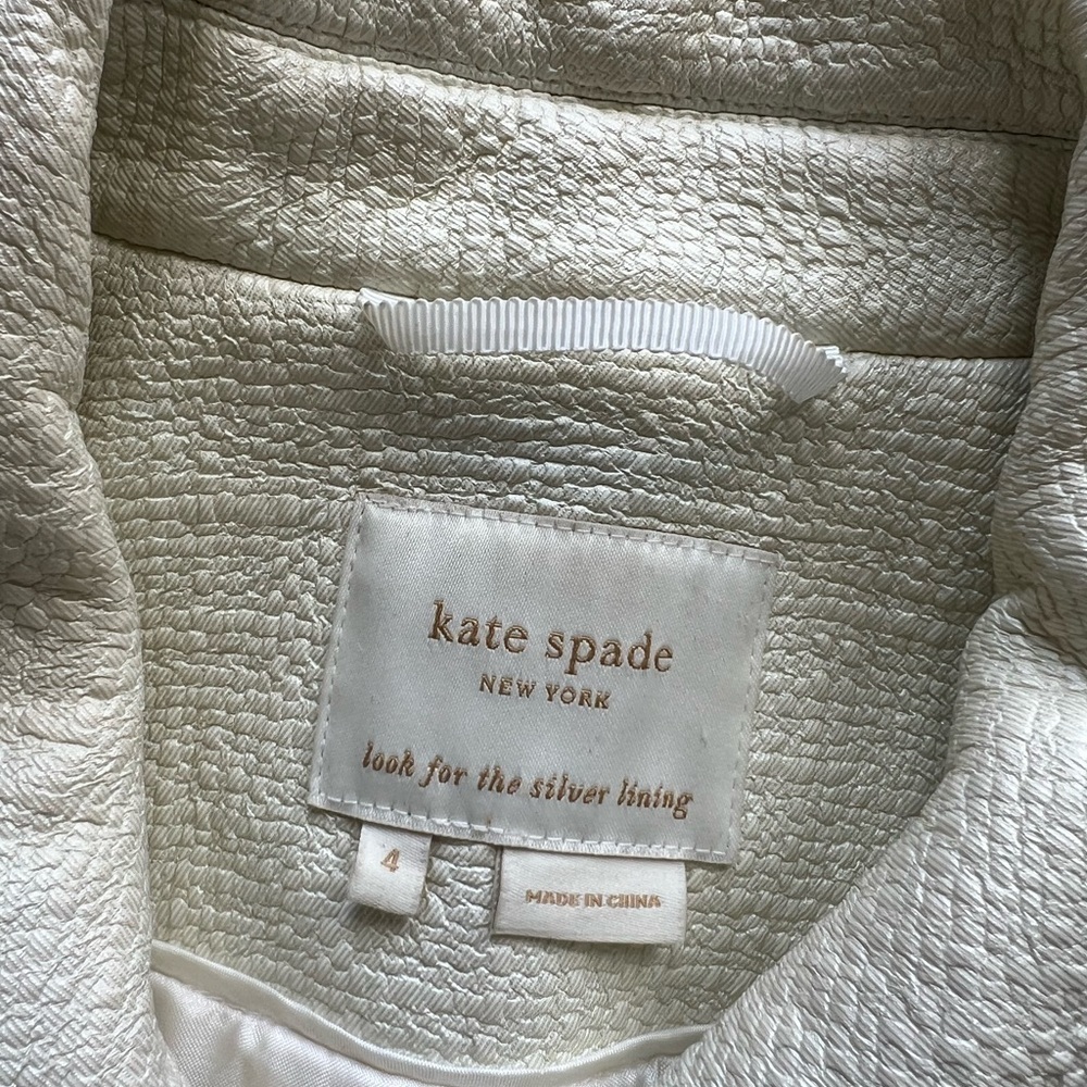 Kate Spade Leather Ivory Blazer Coat View 2
